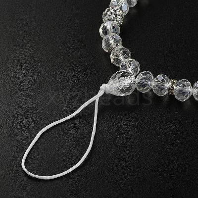 Rondelle Glass & Polymer Clay Rhinestone Beads Phone Hand Strap Chains HJEW-YW0001-05D-1