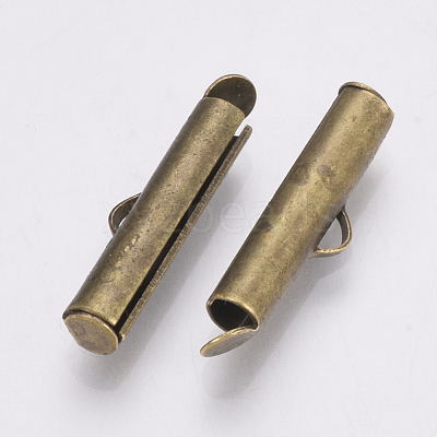 Brass Slide On End Clasp Tubes KK-Q747-11F-AB-1