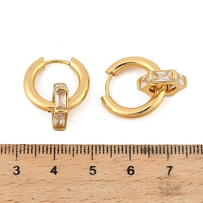 304 Stainless Steel Clear Cubic Zirconia Hoop Earrings EJEW-P343-01G-1