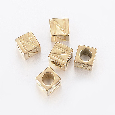 304 Stainless Steel Large Hole Letter European Beads STAS-H428-01G-N-1