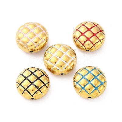 304 Stainless Steel Enamel Waffle Beads STAS-B085-01G-1