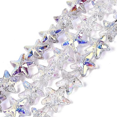 Electroplate Transparent Glass Beads Strands EGLA-Q136-01A-02-1