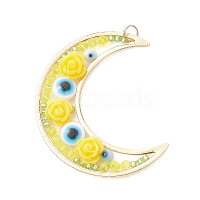Brass Resin Pendants PALLOY-MZ01073-04-1