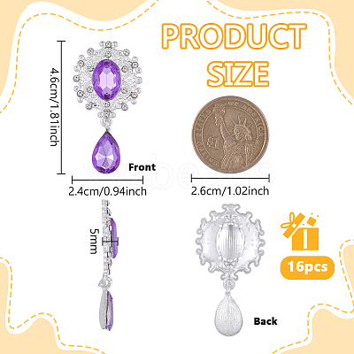 16Pcs Alloy Rhinestone Cabochons ALRI-FG0001-05B-1