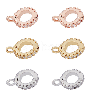 6Pcs 3 Colors Brass Cubic Zirconia Enhancer Shortener Bails ZIRC-HY0001-11-1