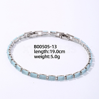 Brass Rhinestone Square Link Bracelets for Women XO6953-9-1