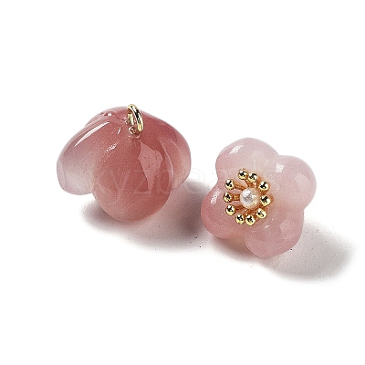 Natural Agate Osmanthus Flower Charms G-Z052-02A-1
