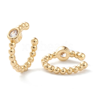 Brass Micro Pave Cubic Zirconia Cuff Earrings EJEW-H109-01H-G-1