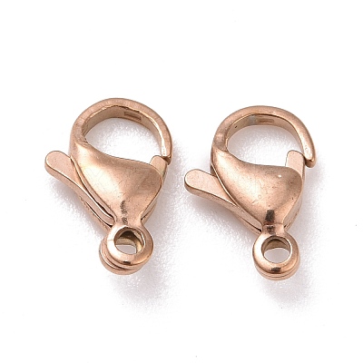 Ion Plating(IP) 304 Stainless Steel Lobster Claw Clasps STAS-H353-E-02RG-1