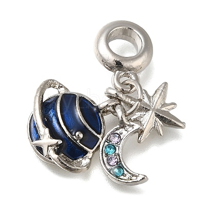 Rack Plating Alloy Enamel European Dangle Charms PALLOY-A009-18P-1