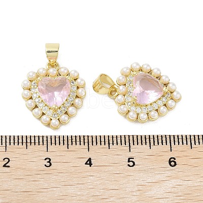 Rack Plating Heart Brass Micro Pave Cubic Zirconia Pendants KK-E102-29G-1