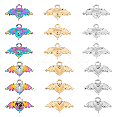 18Pcs 3 Colors 304 Stainless Steel Pendant Rhinestone Settings STAS-UN0044-61-1
