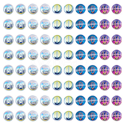 100Pcs 5 Styles Transparent Electroplated UV Plating Glass Beads GLAA-TA0003-19C-1