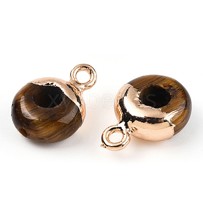 Natural Tiger Eye Flat Round/Donut Charms G-I347-07-1