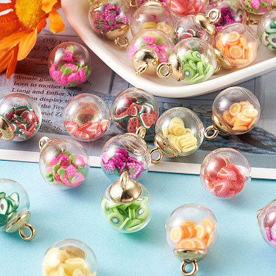 Transparent Glass Globe Pendants GLAA-TA0001-07-1