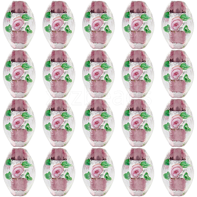 20Pcs Handmade Foil Glass Lampwork Beads LAMP-PA0001-63B-1
