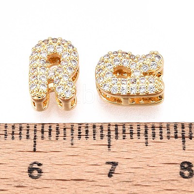 Brass Micro Pave Clear Cubic Zirconia Beads KK-T071-17G-R-1