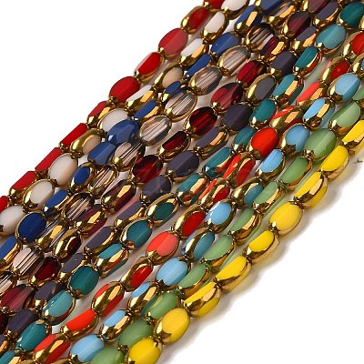 Electroplate Opaque Color Glass Beads Strands EGLA-Q127-A01-02-1