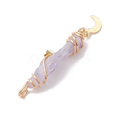 3Pcs 3 Styles Electroplated Natural Quartz Crystal Copper Wire Wrapped Pendants PALLOY-JF02586-01-1