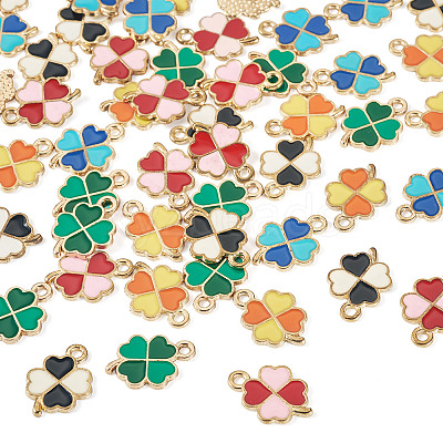 50Pcs 5 Colors Alloy Enamel Pendants ENAM-TA0003-81-1