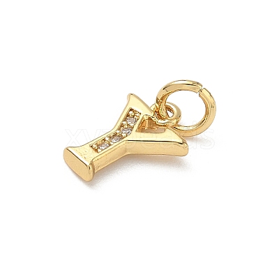 Brass Micro Pave Cubic Zirconia Charms KK-I382-03G-Y-1