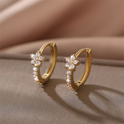 Brass Micro Pave Clear Cubic Zirconia Hoop Earrings FS-WG60F71-01-1
