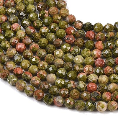 Natural Unakite Beads Strands G-B171-C03-4mm-1