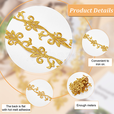 1M Iron on/Sew on Embroidery Floral Polyester Hollow Lace Ribbons OCOR-WH0085-51B-1