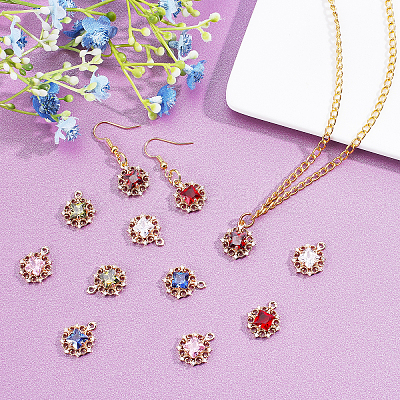 12Pcs 6 Color Rack Plating Brass Micro Pave Clear Cubic Zirconia Pendants KK-GA0001-08-RS-1