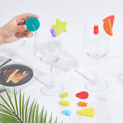2 Sets 2 Style Silicone Wine Glass Charms AJEW-NB0005-70-1