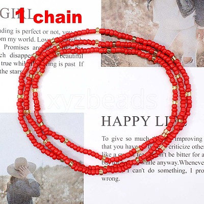 Glass Seed Rondelle Beaded Waist Beads WGC6815-07-1