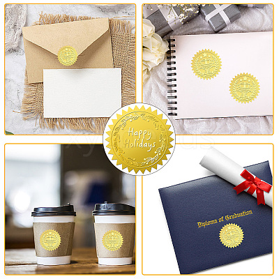 34 Sheets Self Adhesive Gold Foil Embossed Stickers DIY-WH0509-053-1