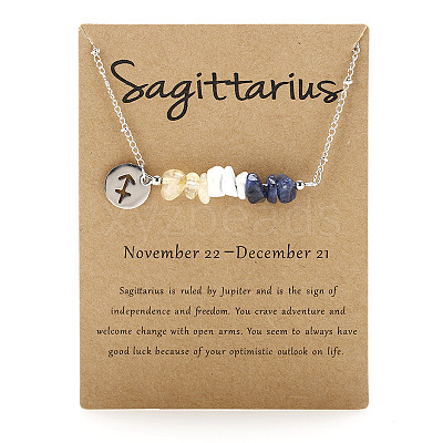 Natural Citrine & Sodalite & Howlite Chip & Alloy Constellation Pendant Necklaces WGB0CBC-06-1