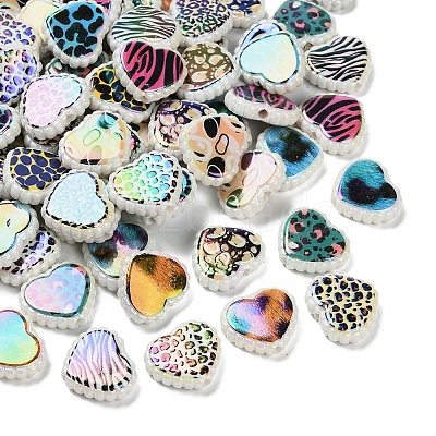 Rainbow Iridescent Printed Opaque Acrylic Beads OACR-D316-01B-01-1