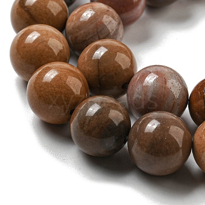 Natural Petrified Wood Round Bead Strands G-F266-08-8mm-1