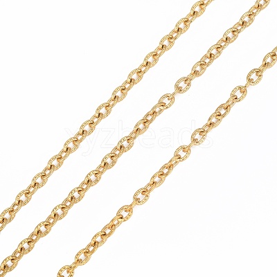 3.28 Feet Ion Plating(IP) 304 Stainless Steel Textured Cable Chains X-CHS-H012-01G-1