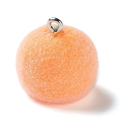 Fruit Theme Flocking Opaque Resin Pendants RESI-D017-04A-P-1