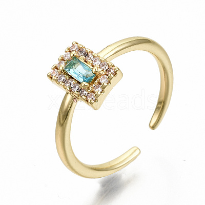 Brass Micro Pave Cubic Zirconia Cuff Rings RJEW-S045-039G-NR-1
