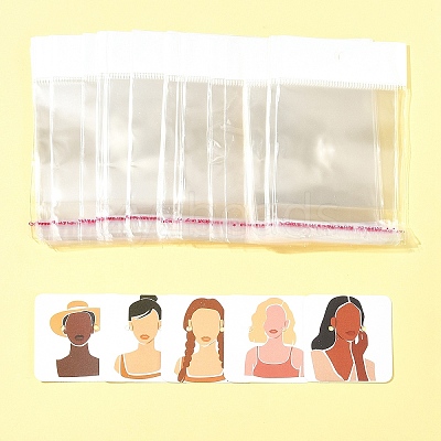 100Pcs 5 Styles Square Girl Print Paper Earring Display Cards CDIS-FS0001-25-1