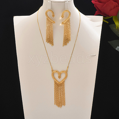 Elegant Zinc Alloy Hollow Heart Tassel Jewelry Set for Women LS-HX7925-1