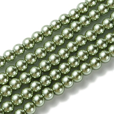 Eco-Friendly Dyed Glass Pearl Bead Strands HY-A008-6mm-RB115-1