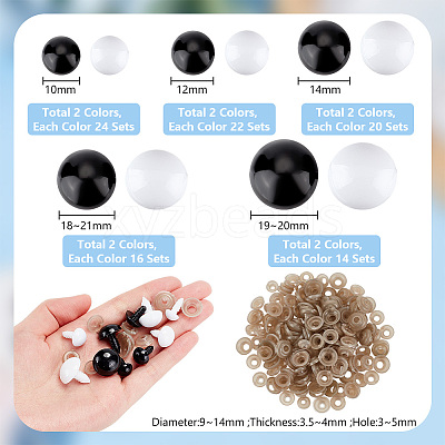 192 Sets 10 Styles Plastic Safety Eyes DIY-PH0017-93-1