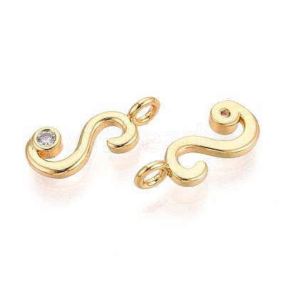 Brass Micro Pave Cubic Zirconia Charms KK-N263-97G-S-1
