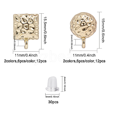 24Pcs 4 Styles Rack Plating Alloy Stud Earring Findings FIND-CA0007-25-1