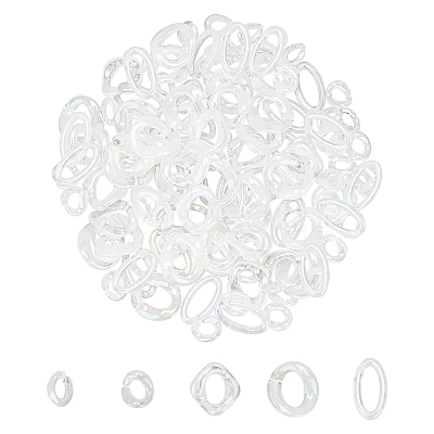 100Pcs 5 Style Transparent Acrylic Linking Rings PACR-PH0001-03-1