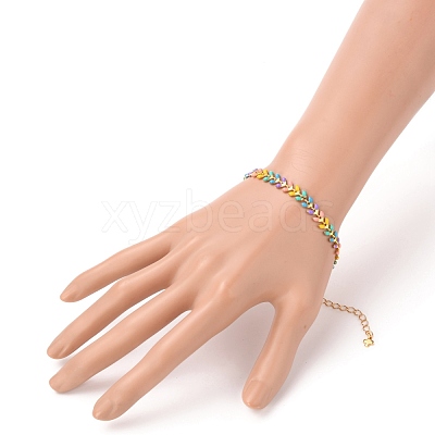 Brass Enamel Cobs Chains Bracelets BJEW-JB05744-1