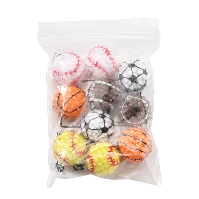 10Pcs 5 Colors Sport Theme Opaque Acrylic Resin Beads MACR-FS0002-05-1