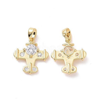 Brass Micro Pave Cubic Zirconia Pendants ZIRC-P102-03G-1