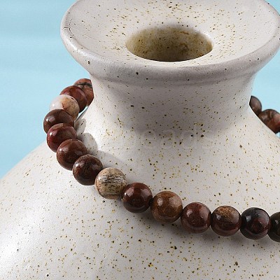 Natural Red Jasper Bead Stretch Bracelets BJEW-K212-A-012-1