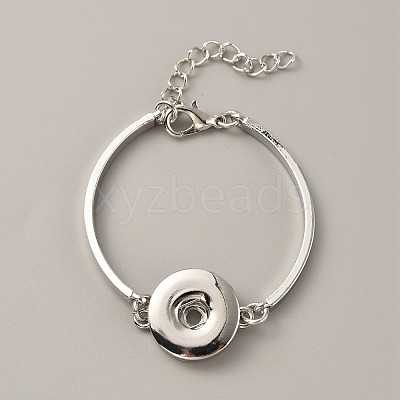 Alloy Interchangeable Snap Link Bracelet Settings with Iron Curved Rectangle BJEW-WH0014-006-1